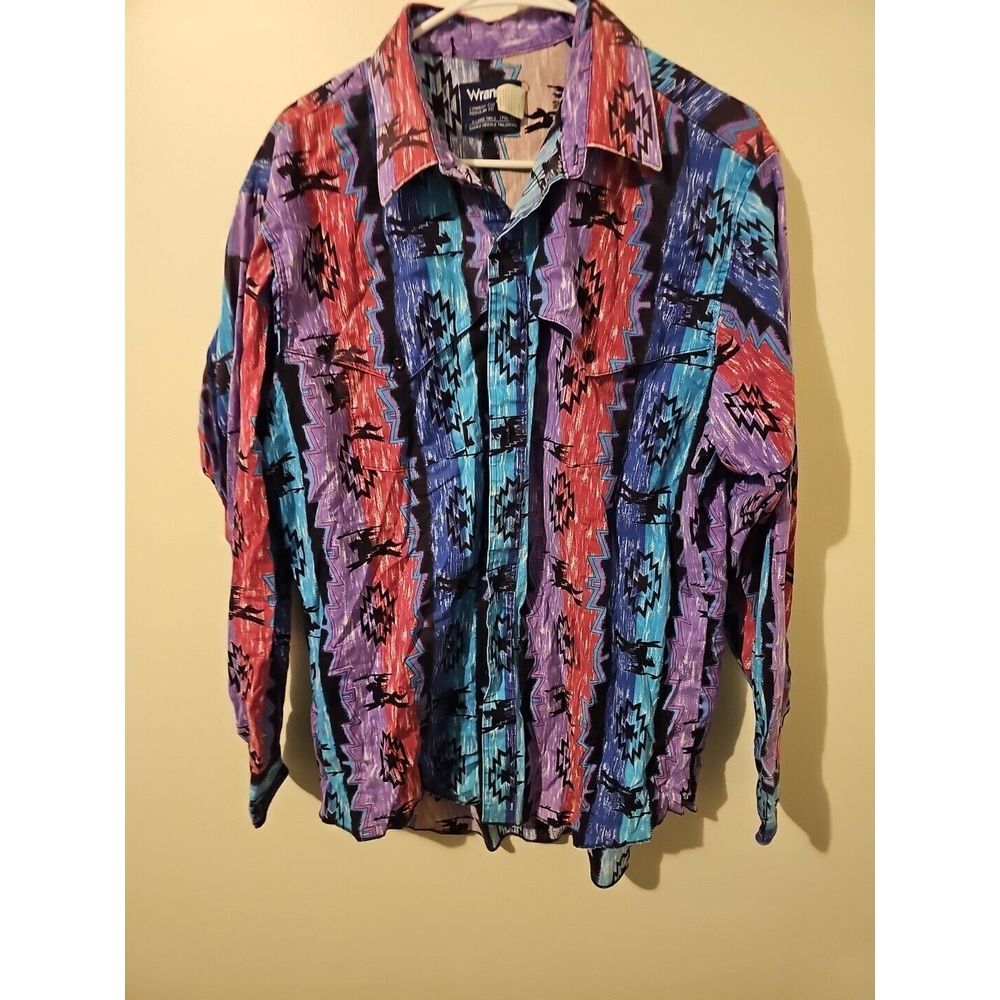 Vintage Mens Wrangler Brushpopper Cowboy Cut native American, Aztec 17.5-35